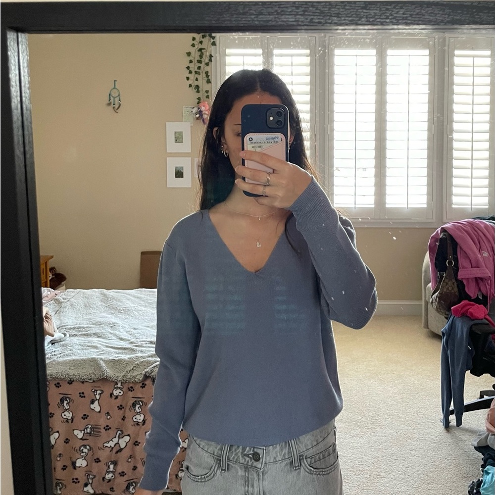 V-Neck Steel Blue Sweater